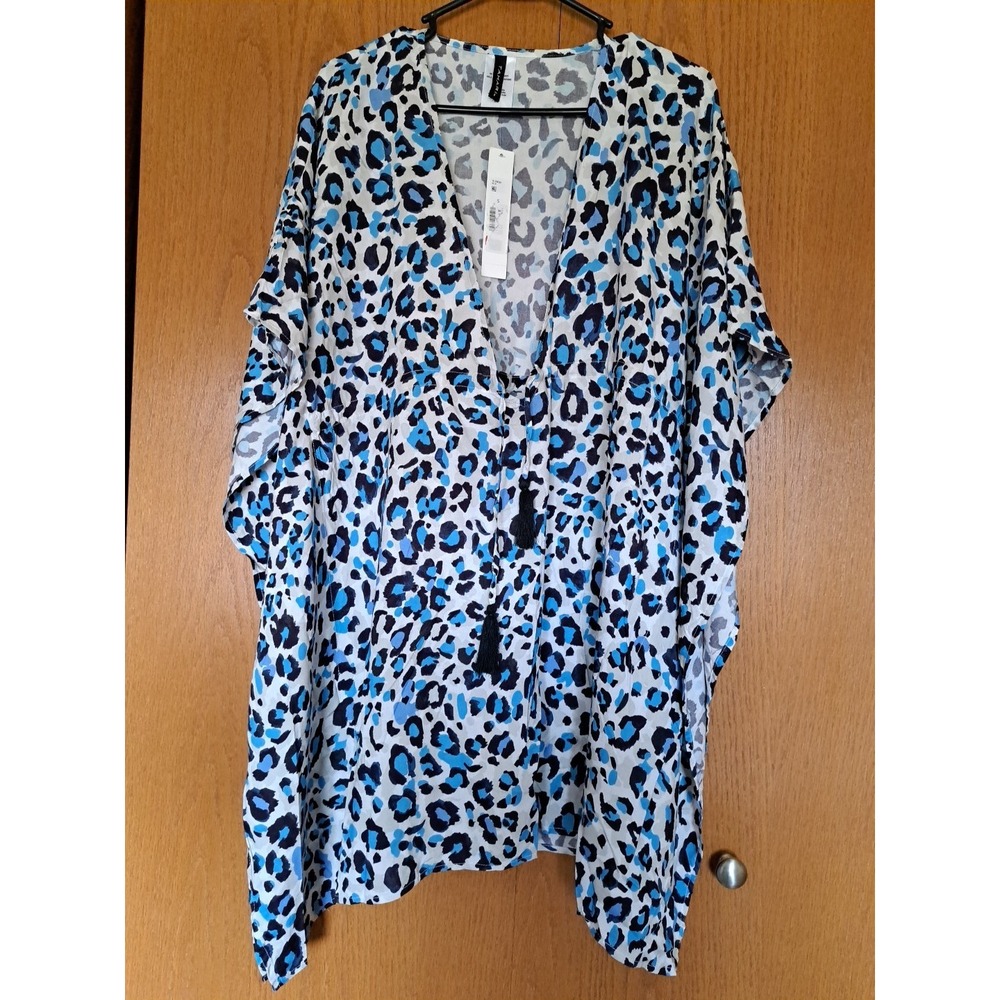 Tahari Women's Viscose Leonard Print Drawstring Waist Swimwear Cover-Up S/P NWT